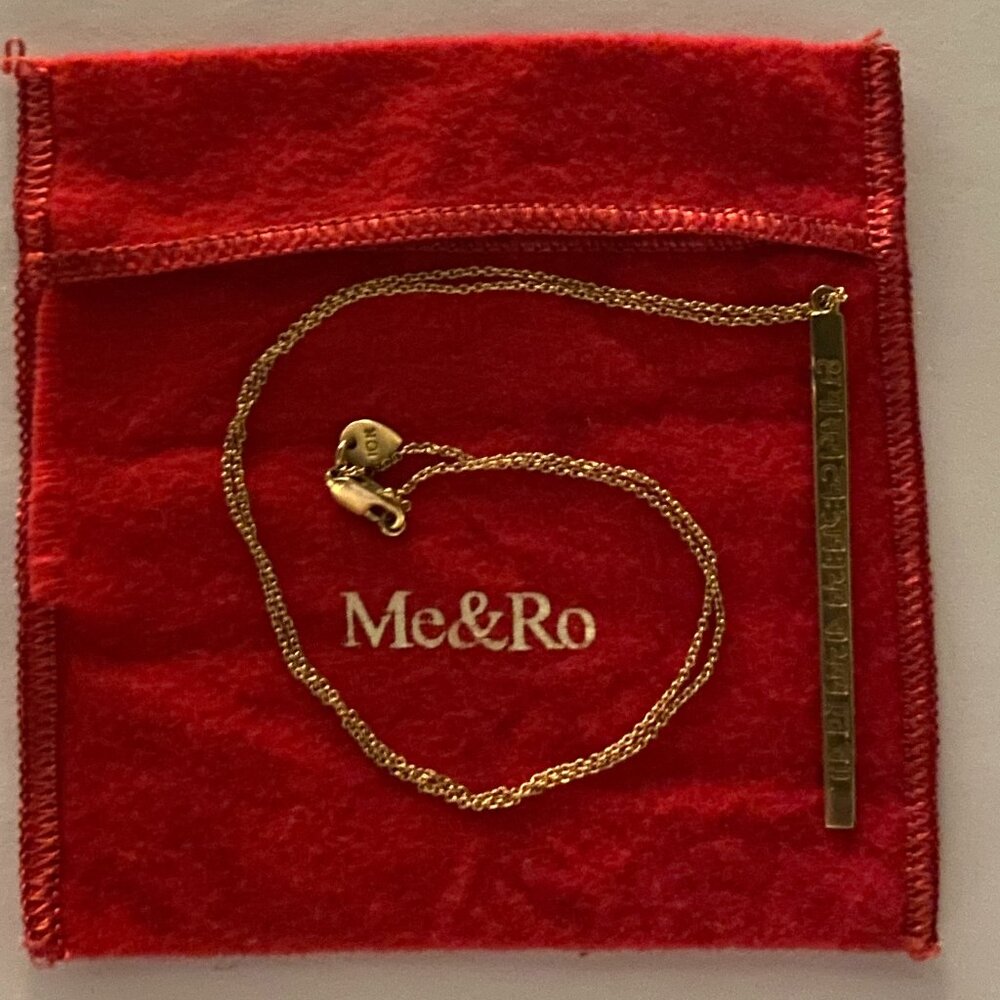 Me & Ro long sanskrit pendant necklace in 10k gold